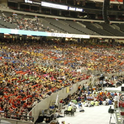 The Georga dome packed with team for opening ceremonies.