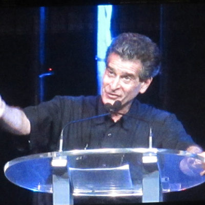 Dean Kamen giving a speech during the Closing Celebration